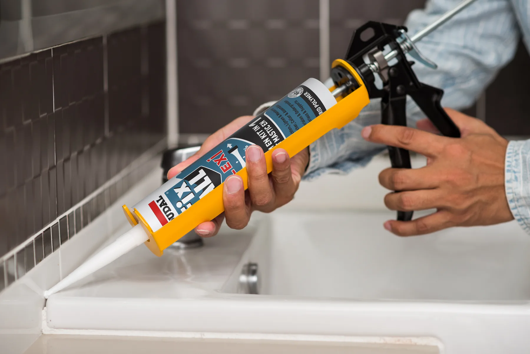 Applying Fix All Flexi to an interior sanitary joint