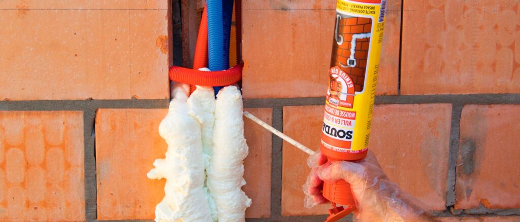PU foam around a cable penetration detail