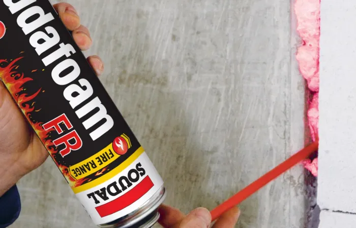 Applying Soudafoam FR in a fire-resistant joint detail