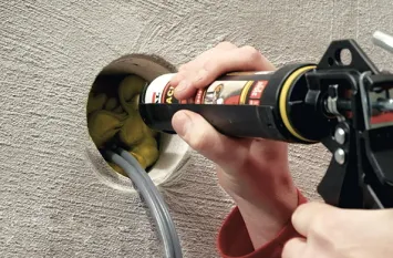 Applying Aquaswell around a pipe and cable penetration